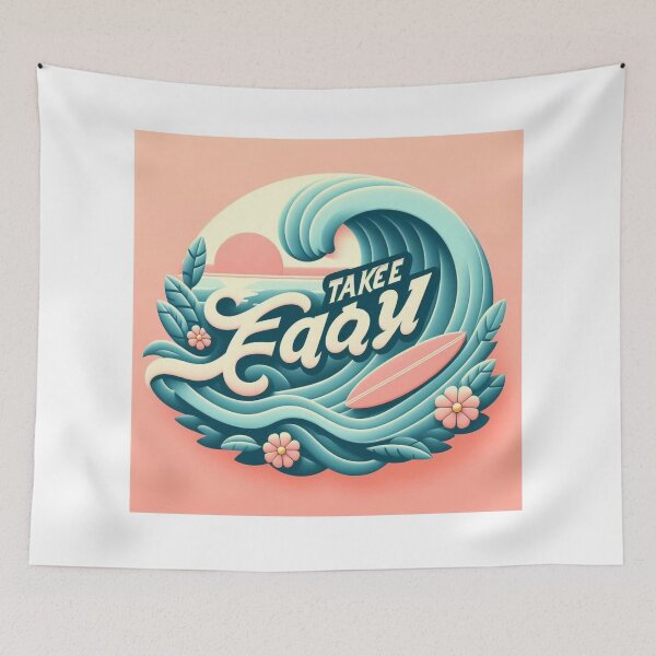 Item preview, Take It Easy – Surfer Font on Pastel Wave Beach Vibes Design designed and sold by ashokreddy343.