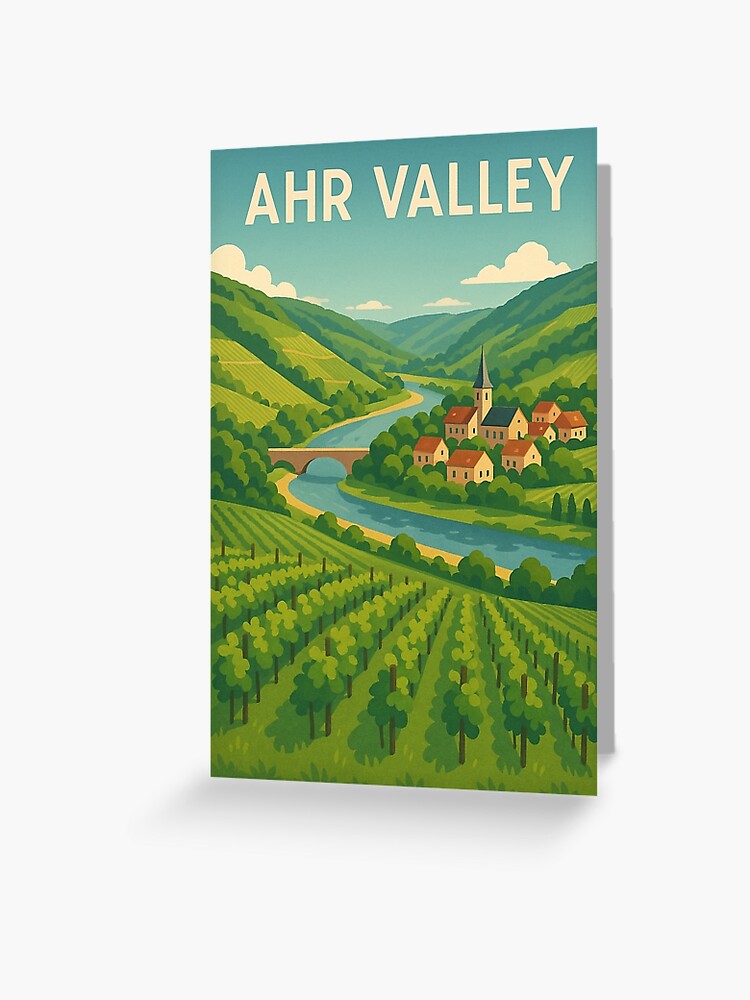 Thumbnail 1 of 2, Greeting Card, Ahr Valley Church and Terraced Hillsides in Rheinland-Pfalz designed and sold by placesonearth.