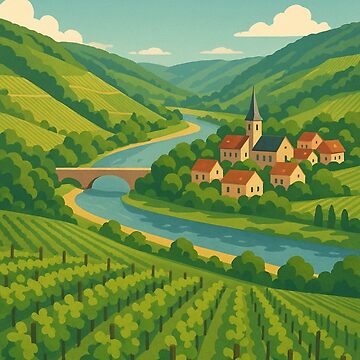 Artwork thumbnail, Ahr Valley Church and Terraced Hillsides in Rheinland-Pfalz by Places On Earth