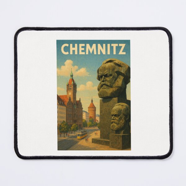 Item preview, Chemnitz Street Scene with Karl Marx Bust and Historic Towers designed and sold by Places On Earth.