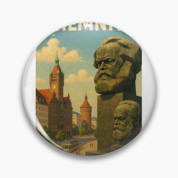 Item preview, Chemnitz Street Scene with Karl Marx Bust and Historic Towers designed and sold by Places On Earth.