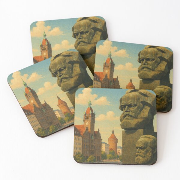 Item preview, Chemnitz Street Scene with Karl Marx Bust and Historic Towers designed and sold by Places On Earth.