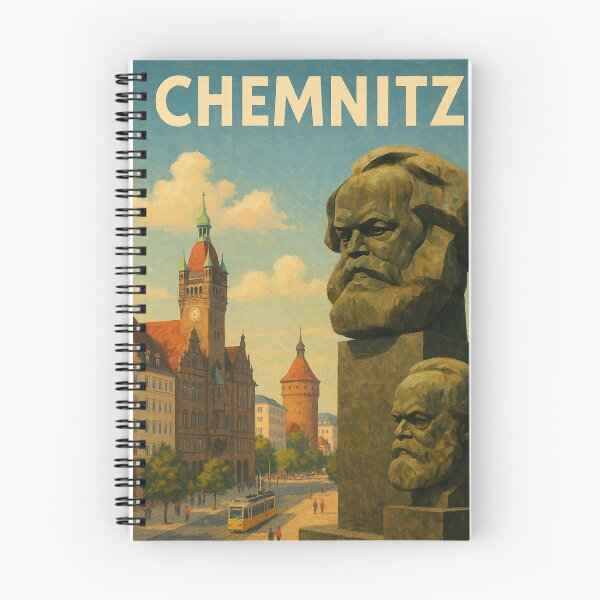 Item preview, Chemnitz Street Scene with Karl Marx Bust and Historic Towers designed and sold by Places On Earth.
