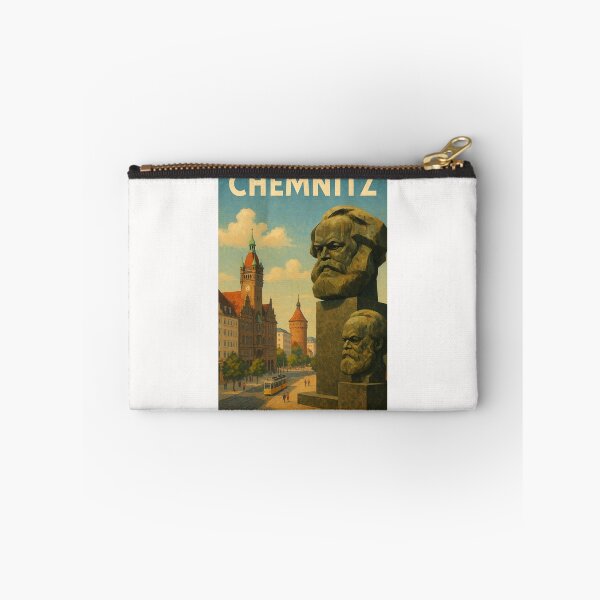 Item preview, Chemnitz Street Scene with Karl Marx Bust and Historic Towers designed and sold by Places On Earth.