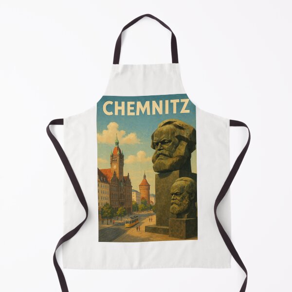 Item preview, Chemnitz Street Scene with Karl Marx Bust and Historic Towers designed and sold by Places On Earth.