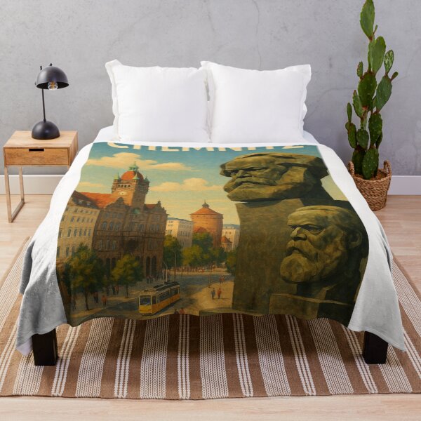 Item preview, Chemnitz Street Scene with Karl Marx Bust and Historic Towers designed and sold by Places On Earth.
