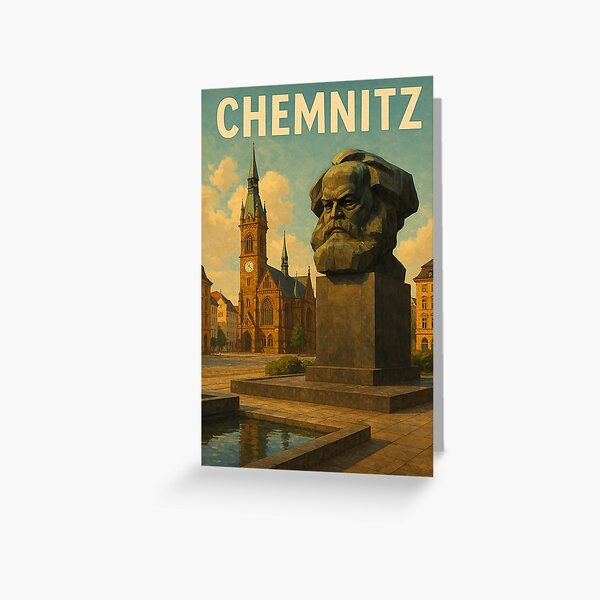 Item preview, Chemnitz Karl Marx Monument and Church in Saxony designed and sold by Places On Earth.