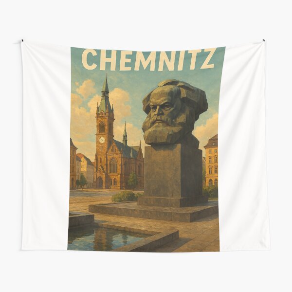 Artikel-Vorschau von Chemnitz Karl-Marx-Denkmal und Kirche in Sachsen, designt und verkauft von Places On Earth.