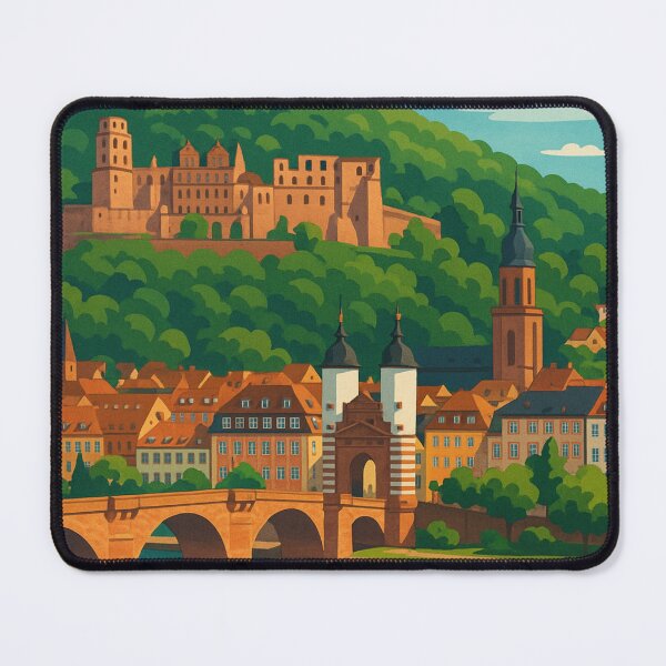 Item preview, Historic Heidelberg Castle and Old Town View, Baden-Württemberg designed and sold by Aryabek.