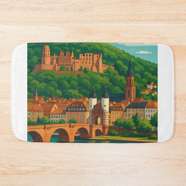 Item preview, Historic Heidelberg Castle and Old Town View, Baden-Württemberg designed and sold by Aryabek.