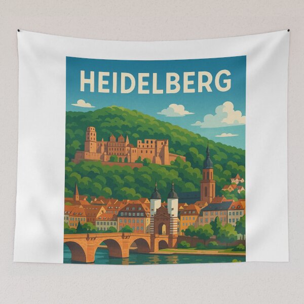 Item preview, Historic Heidelberg Castle and Old Town View, Baden-Württemberg designed and sold by Aryabek.