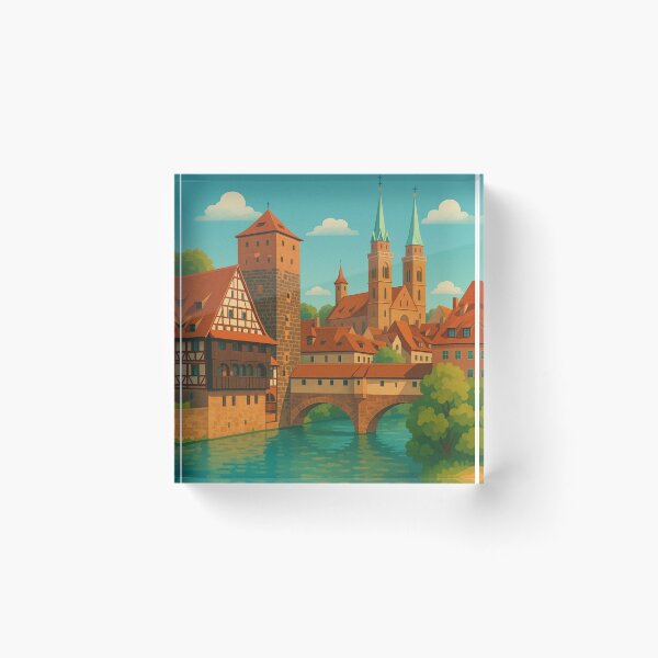Item preview, Medieval Nuremberg Old Town and Pegnitz River, Bavaria designed and sold by Aryabek.