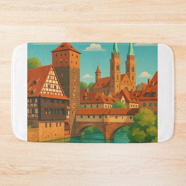 Item preview, Medieval Nuremberg Old Town and Pegnitz River, Bavaria designed and sold by Aryabek.