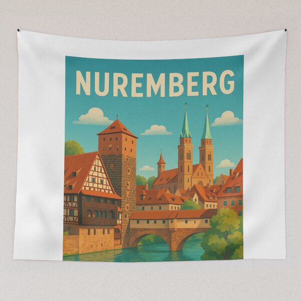 Item preview, Medieval Nuremberg Old Town and Pegnitz River, Bavaria designed and sold by Aryabek.