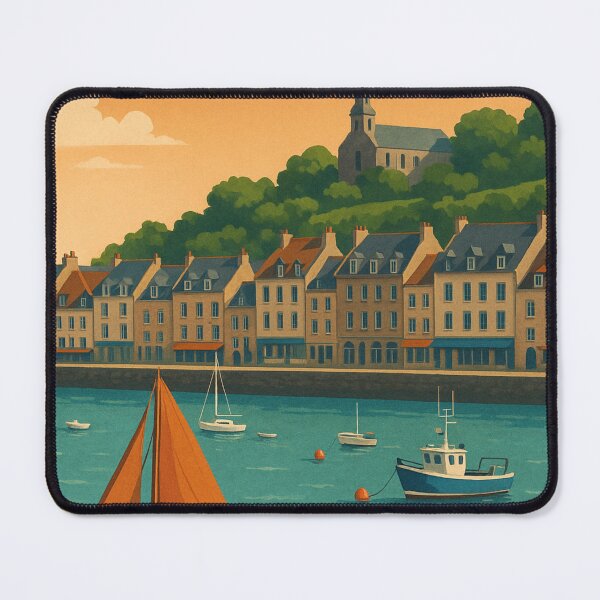 Item preview, Boats Anchored in Cancale Harbor, Brittany Coast designed and sold by Aryabek.