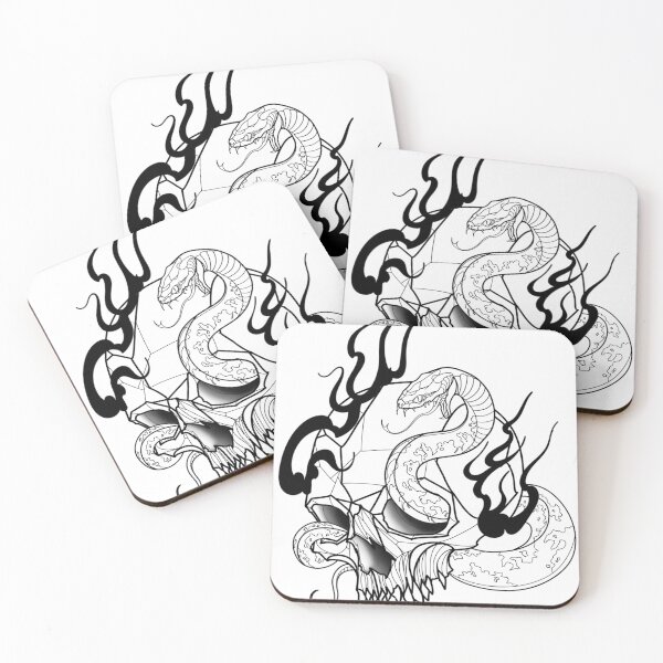 Item preview, Snake Skull in flames designed and sold by Tattoo Illustrations.