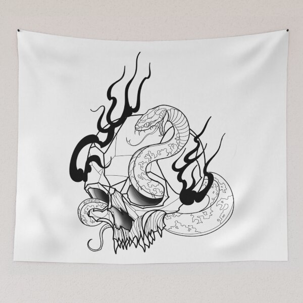 Item preview, Snake Skull in flames designed and sold by Tattoo Illustrations.