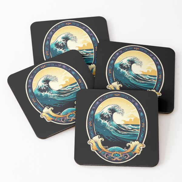 Item preview, The Great Wave of Kanagawa with Art Deco Border designed and sold by NautiChic.