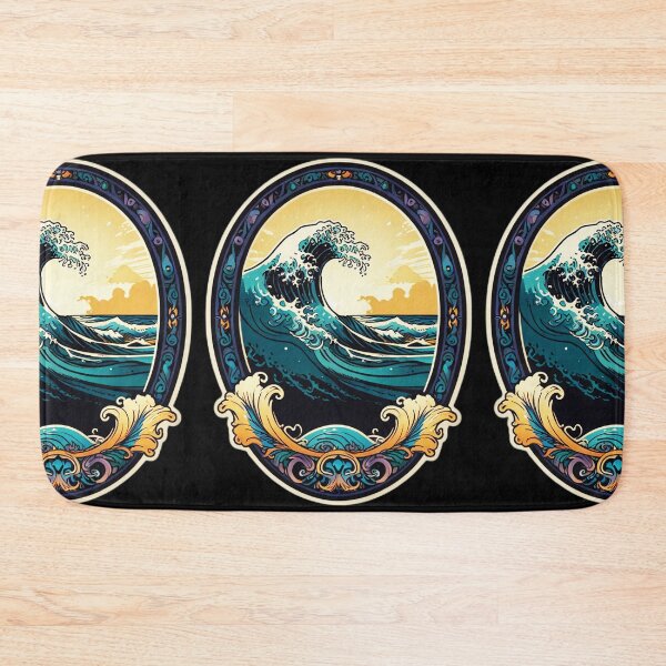 Item preview, The Great Wave of Kanagawa with Art Deco Border designed and sold by NautiChic.