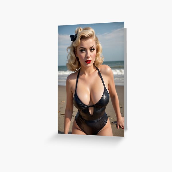 Aperçu de l'œuvre Pin-up blonde en maillot de bain des années 1940 créée et vendue par MissSaylor.
