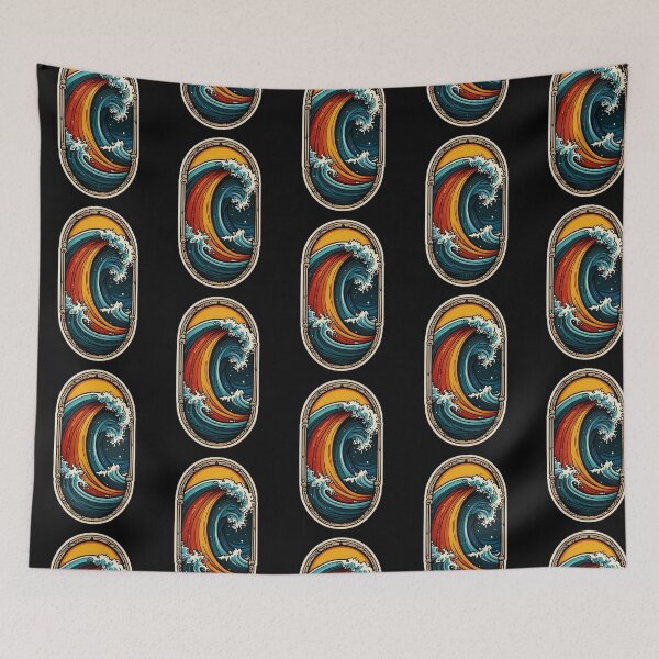 Item preview, Rainbow Window to the The Great Wave of Kanagawa at Sunset designed and sold by NautiChic.