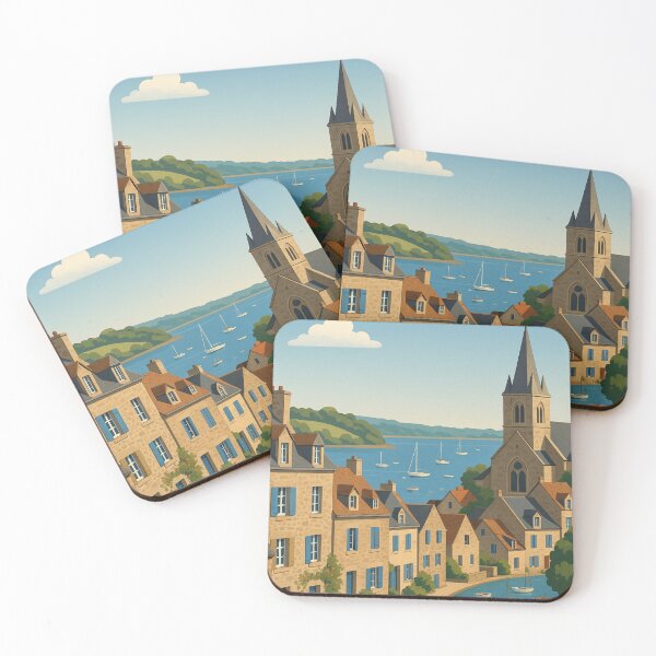 Item preview, Saint-Suliac Harbor and Church by the Rance River designed and sold by Aryabek.