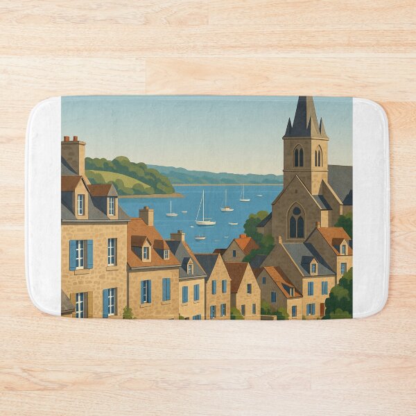 Item preview, Saint-Suliac Harbor and Church by the Rance River designed and sold by Aryabek.
