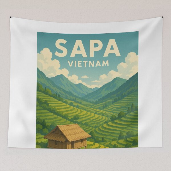Item preview, Rice Terraces and Village Path in Sapa, Northern Vietnam designed and sold by Aryabek.