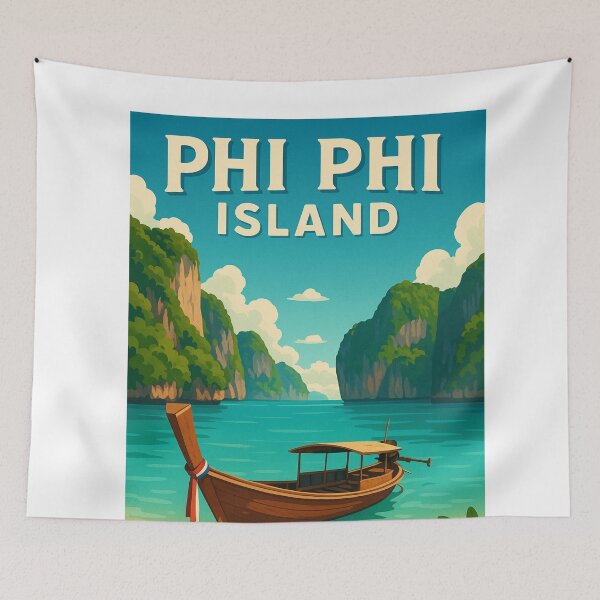Item preview, Longtail Boat on Beach at Phi Phi Leh, Thailand designed and sold by Aryabek.
