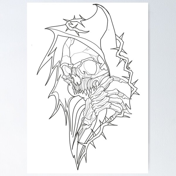 Item preview, grim reaper death with thorns designed and sold by Tattoo Illustrations.
