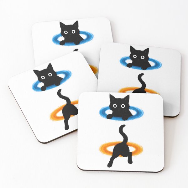 Item preview, Curious Black Cat Portal Jump – Funny Dimension Loop Gamer Kitty designed and sold by Shoot-The-Moon.