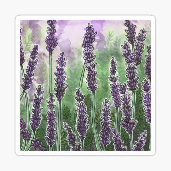 Item preview, Purple lavender flowers, watercolor fine art painting designed and sold by Joan and Rose.