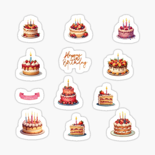 Item preview, Watercolor Birthday Cakes designed and sold by silviaol.