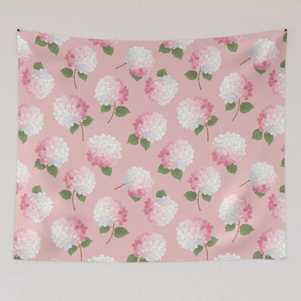 Item preview, Blushing Hydrangeas on Pink designed and sold by LyssasMindArt.