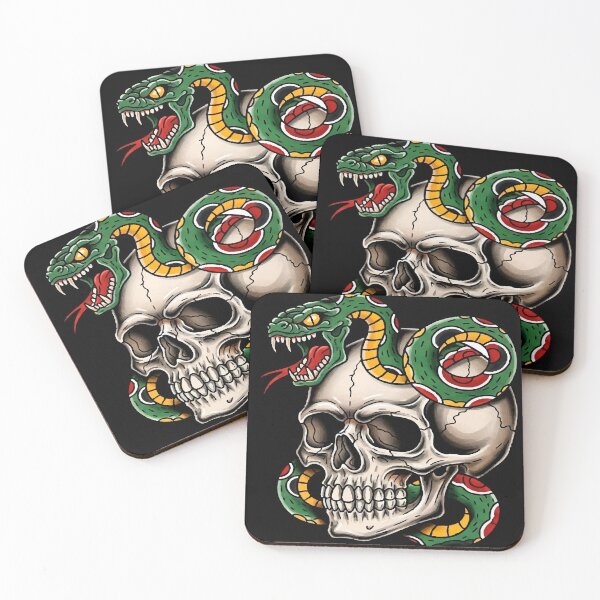 Item preview, Skull and Snake – Neotraditional Vintage Tattoo Art designed and sold by  Ojo de Lilith.
