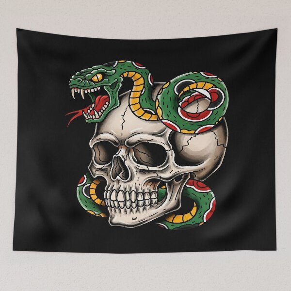 Item preview, Skull and Snake – Neotraditional Vintage Tattoo Art designed and sold by  Ojo de Lilith.