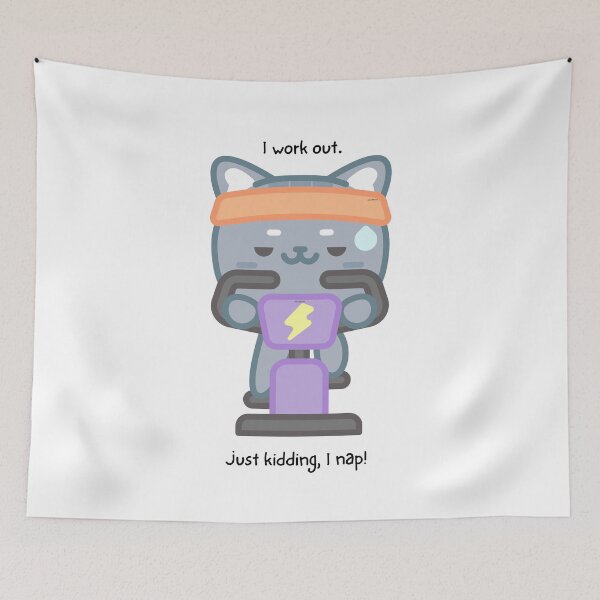 Item preview, I Work Out... Just Kidding, I Nap – Funny Cat Fitness Design designed and sold by TiggsnPigsArt.