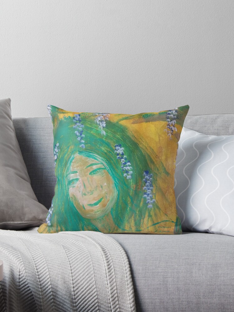 Thumbnail 1 of 4, Pillow, Wisteria Girl designed and sold by Auszeitklang.