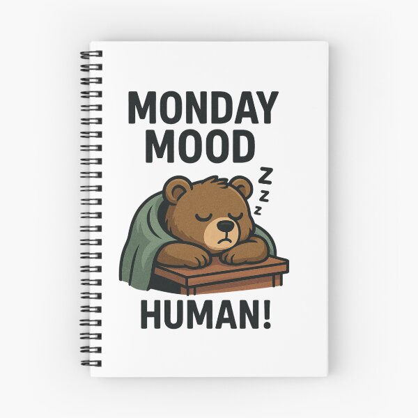 Item preview, Monday Mood Sleeping Bear – Funny Lazy Animal Cartoon designed and sold by ColorSplash123.