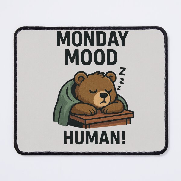 Item preview, Monday Mood Sleeping Bear – Funny Lazy Animal Cartoon designed and sold by ColorSplash123.