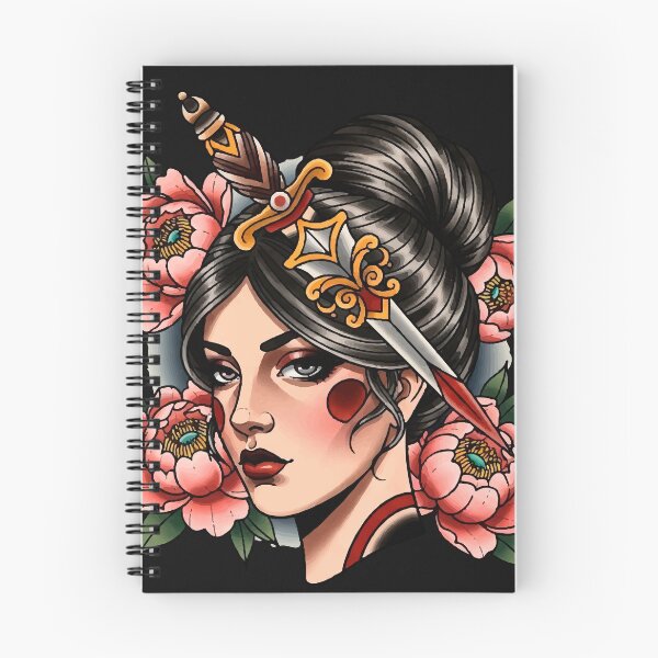 Item preview, Mujer y Daga – Ilustración de Tatuaje Neotradicional con Peonías designed and sold by Ojo de Lilith.