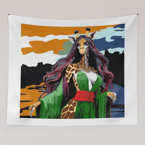Item preview, Giraffe Woman in Green Dress, Red Sash designed and sold by KlakkDrawsStuff.
