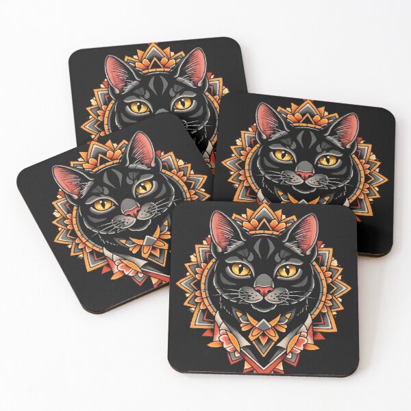 Item preview, Gato Negro con Mandala – Arte Neotradicional de Tatuaje designed and sold by Ojo de Lilith.