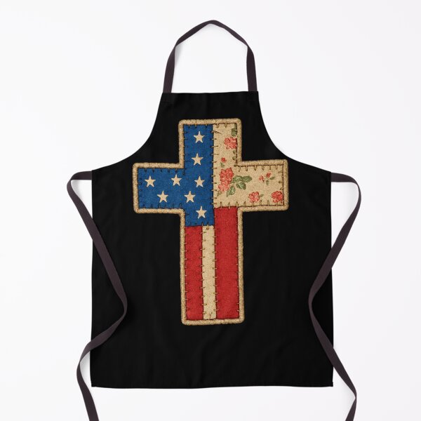 Item preview, Stitched in Grace – Faux Quilted Cross & Flag designed and sold by NotorieTEES.