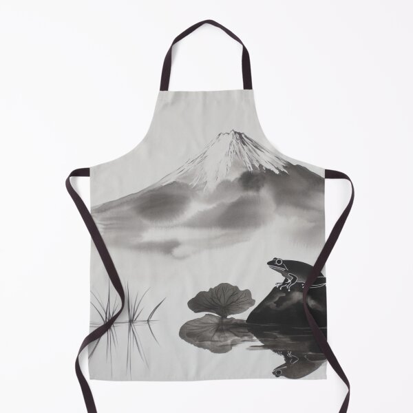 Item preview, Sumi-e Frog on Lotus Leaf with Mount Fuji designed and sold by mi33x.