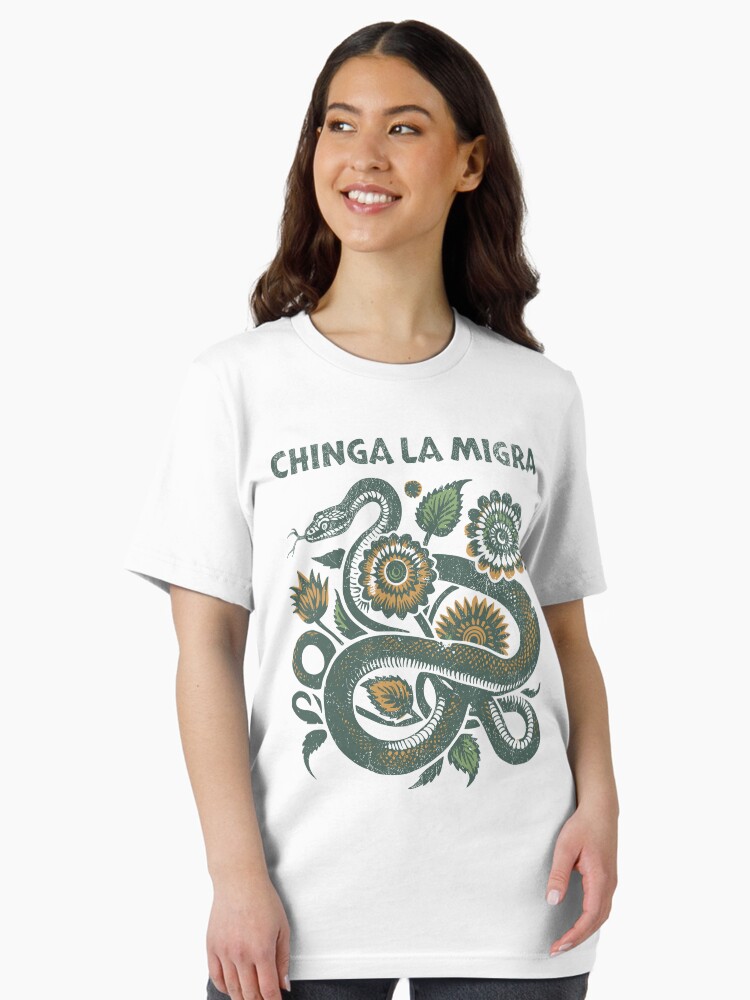Imagen 2 de 7, Camiseta esencial con la obra Chinga La Migra Anti Trump, diseñada y vendida por Pawtique-Emily.