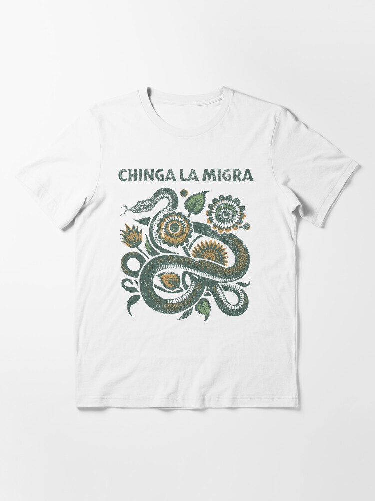 Imagen 3 de 7, Camiseta esencial con la obra Chinga La Migra Anti Trump, diseñada y vendida por Pawtique-Emily.