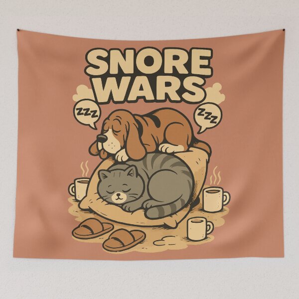 Item preview, Snore Wars: British Shorthair vs. Basset Nap Battle designed and sold by WildlifeInc.