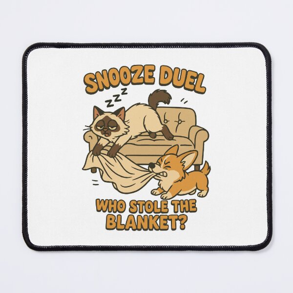 Item preview, Snooze Duel: Siamese Cat vs. Corgi Blanket Battle designed and sold by WildlifeInc.