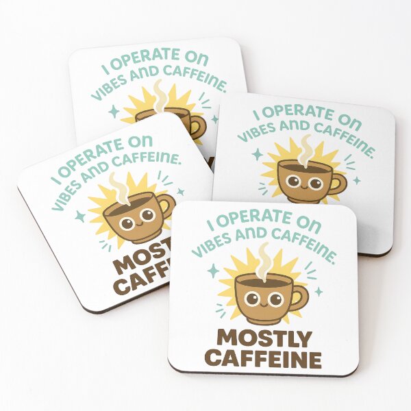 Item preview, Funny Coffee Shirt – I Operate on Vibes and Caffeine, Mostly Caffeine – Kawaii Coffee Cup Design designed and sold by TeeTimeTreasure.